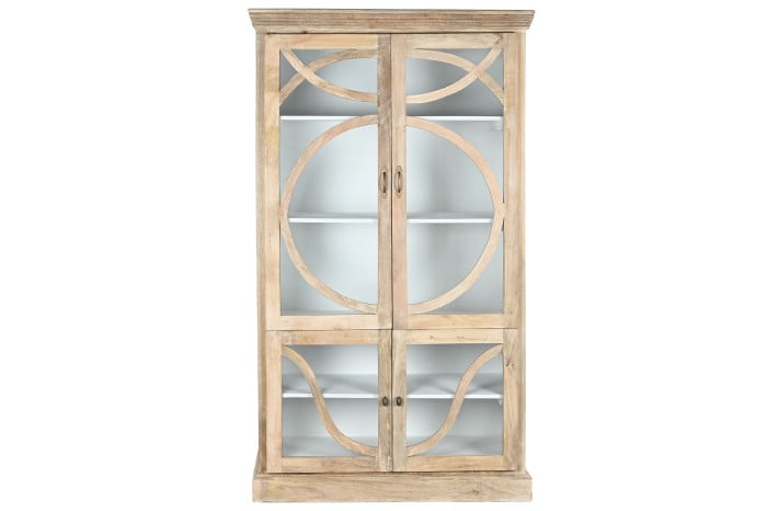 Vitrine Bois Massif Manguier 120x50x205 cm Blanc Naturel