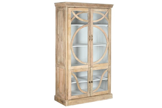 Vitrine Bois Massif Manguier 120x50x205 cm Blanc Naturel