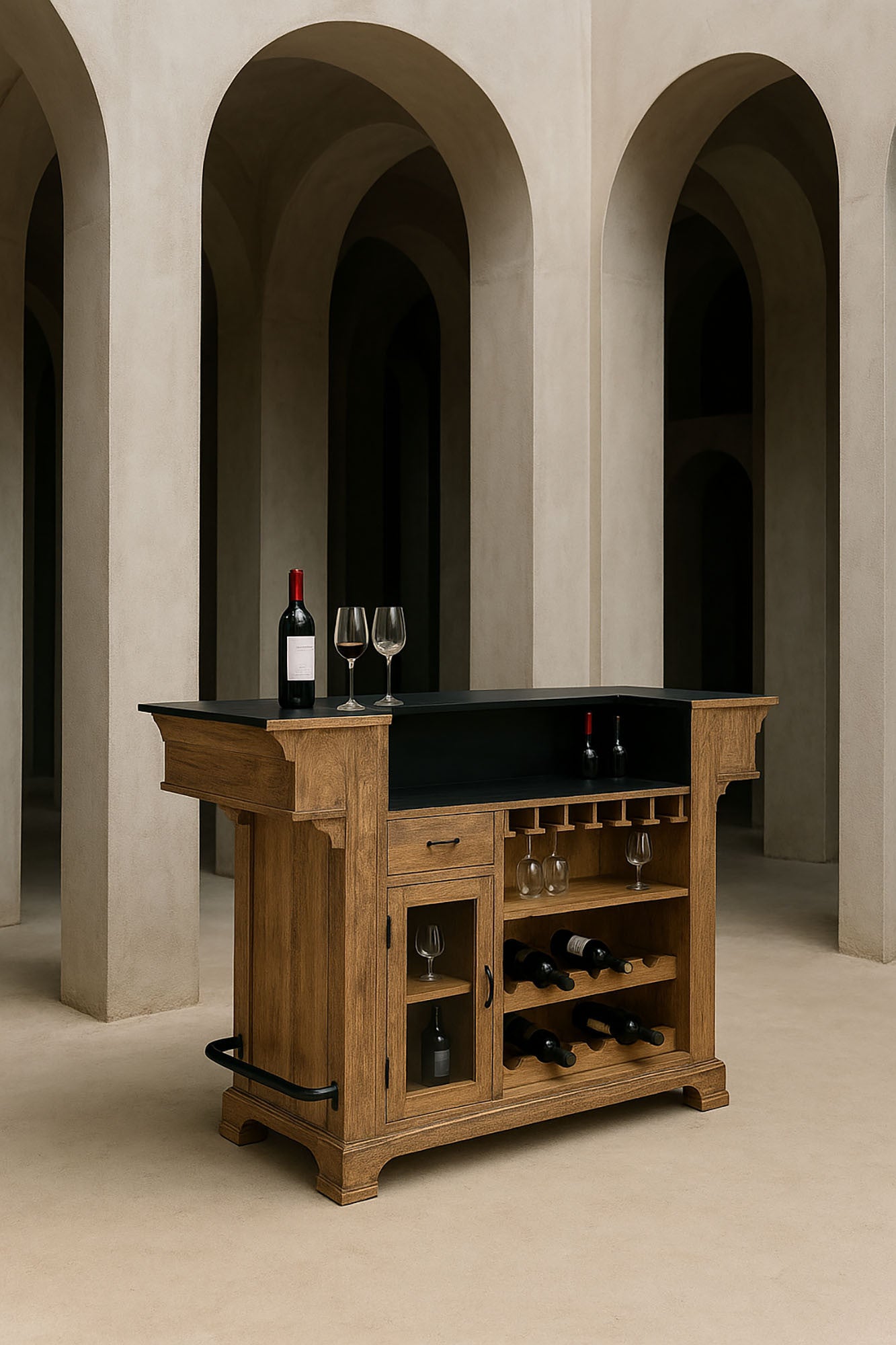 Meuble de bar bois de manguier naturel