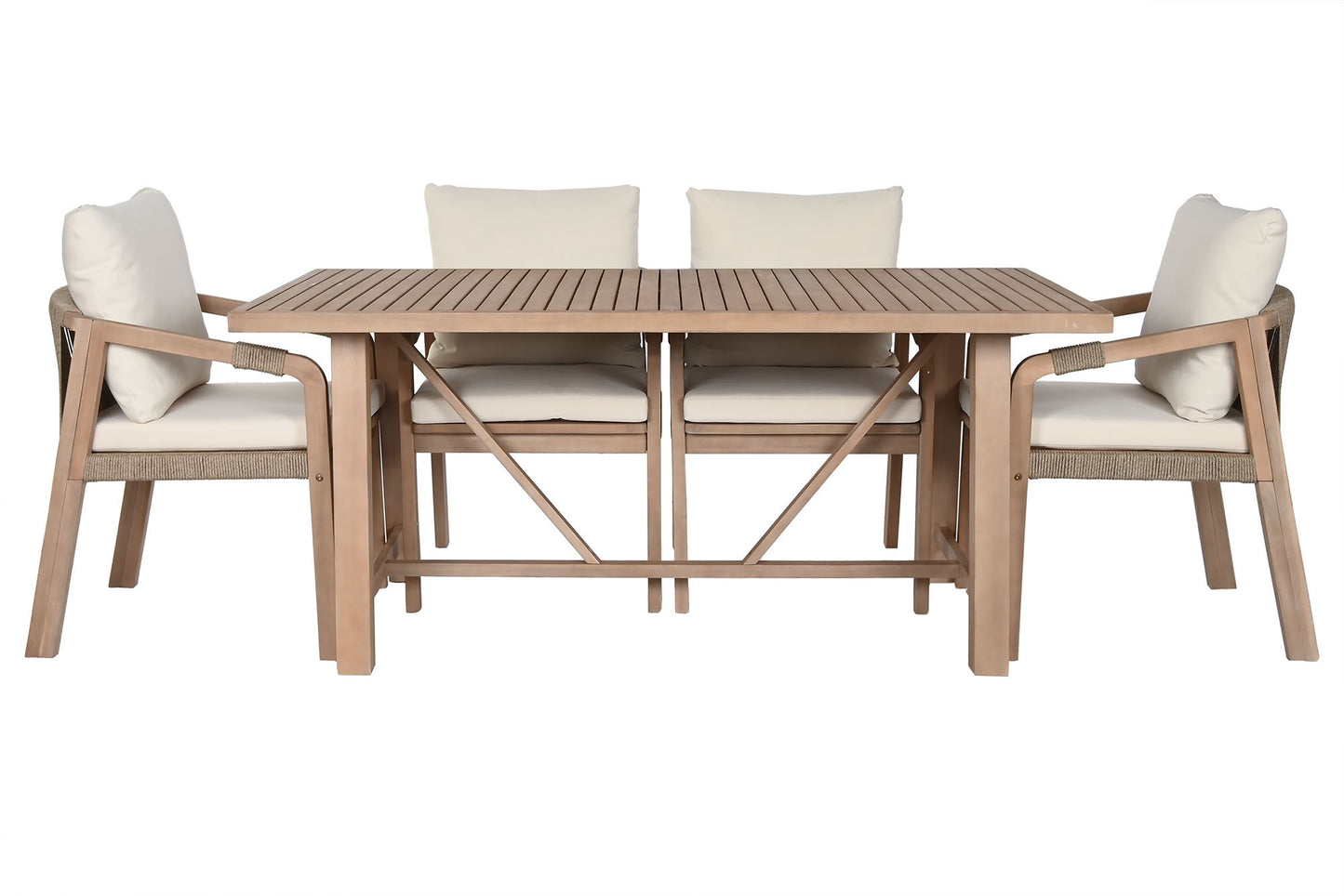 Ensemble Table à Manger en acacia + 6 fauteuils - 170 x 90 x 75 cm
