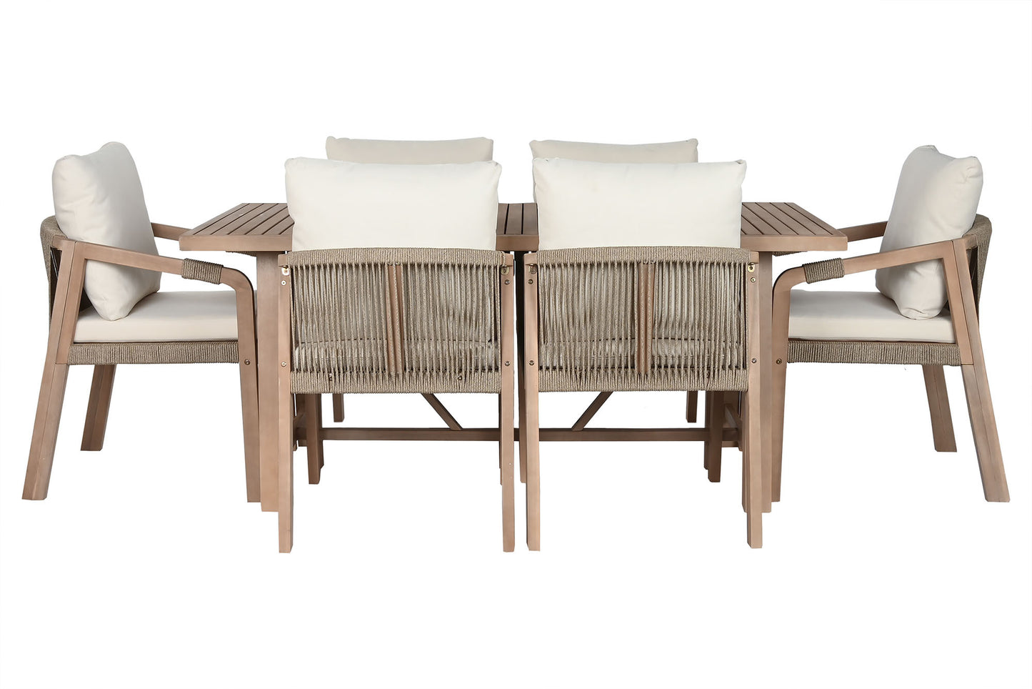 Ensemble Table à Manger en acacia + 6 fauteuils - 170 x 90 x 75 cm