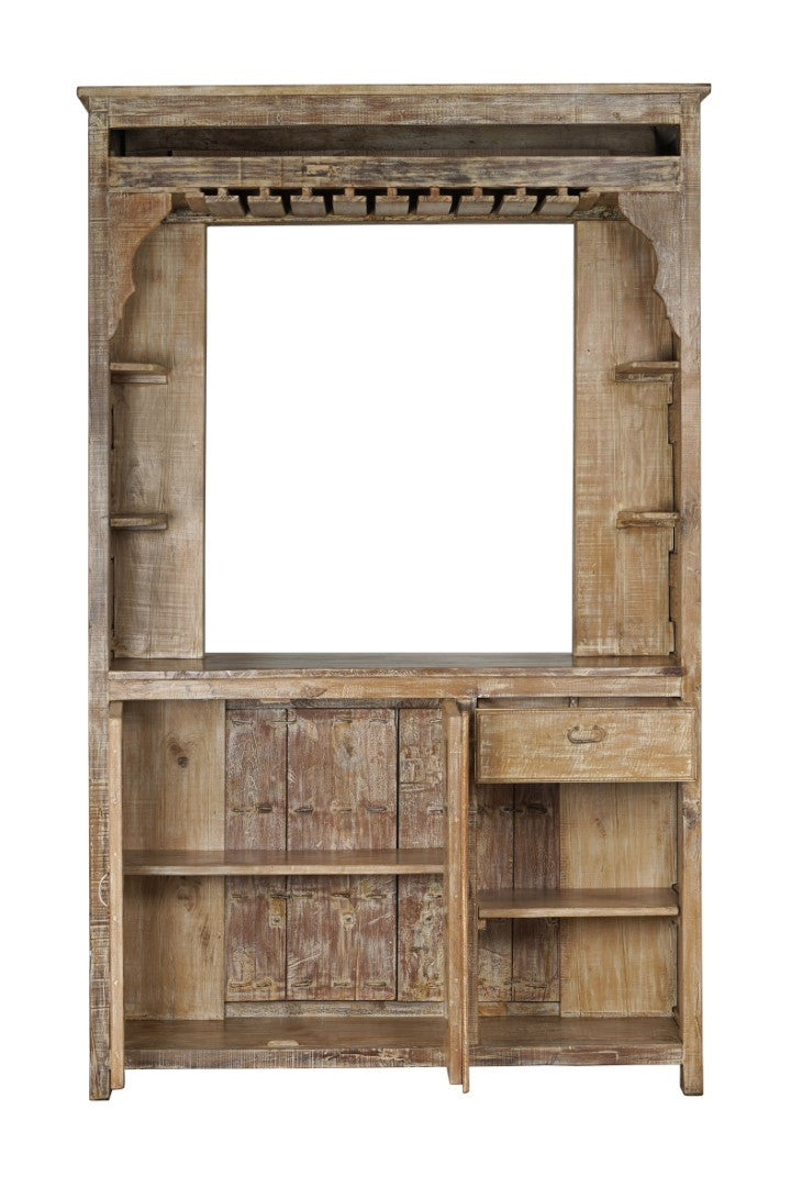 Meuble de bar en teck sculpté