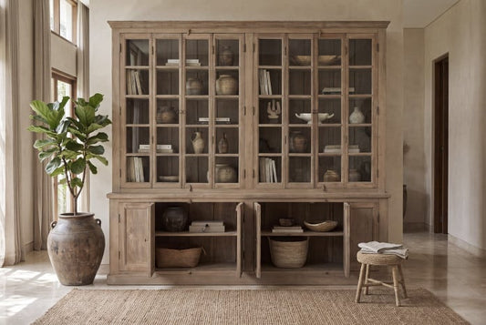 Vitrine XXL Teck Manguier 270x43x244 cm Naturel