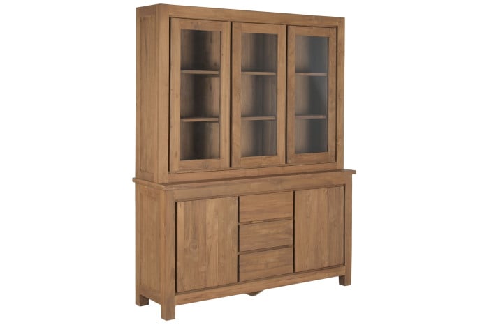 Vitrine Teck Recyclé Verre 164x47x211,5 cm Marron