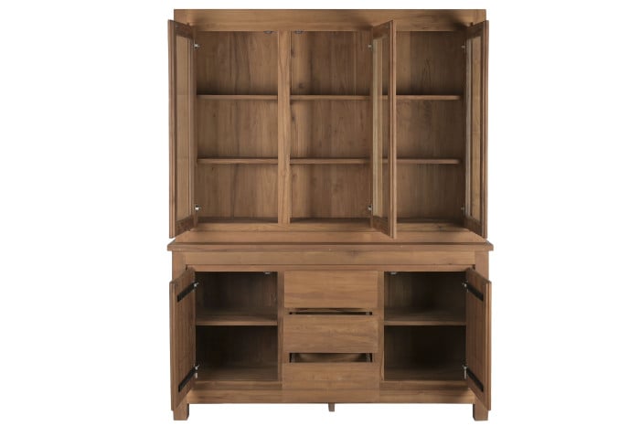 Vitrine Teck Recyclé Verre 164x47x211,5 cm Marron