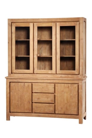 Vitrine Teck Recyclé Verre 164x47x211,5 cm Marron