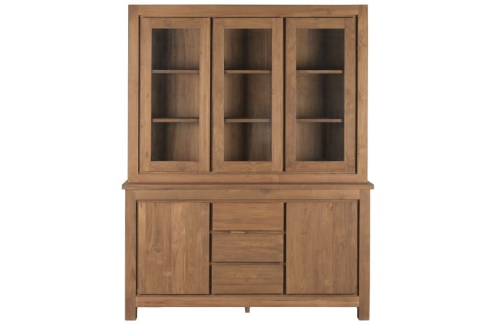 Vitrine Teck Recyclé Verre 164x47x211,5 cm Marron