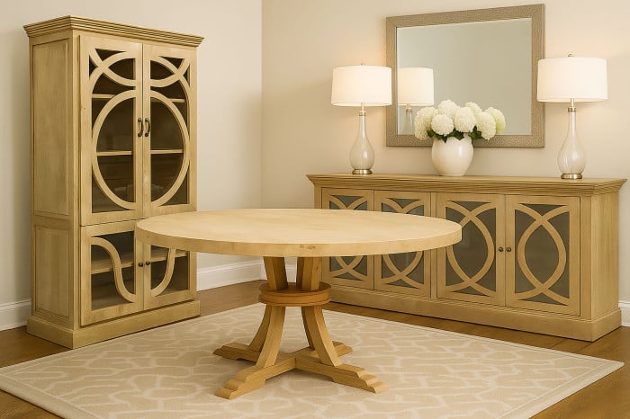 Vitrine Bois Massif Manguier 120x50x205 cm Blanc Naturel