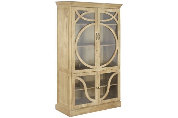 Vitrine Bois Massif Manguier 120x50x205 cm Blanc Naturel