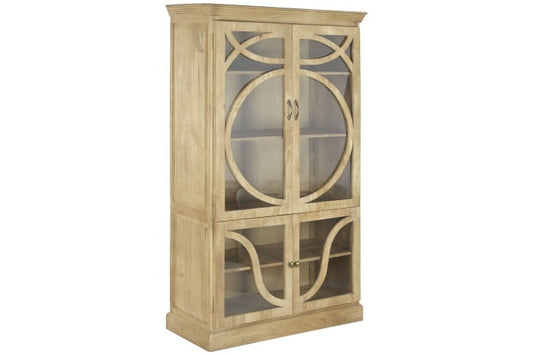 Vitrine Bois Massif Manguier 120x50x205 cm Blanc Naturel