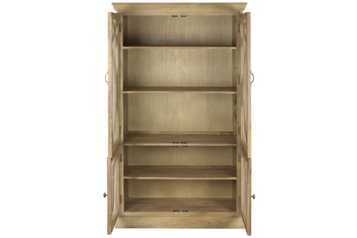 Vitrine Bois Massif Manguier 120x50x205 cm Blanc Naturel