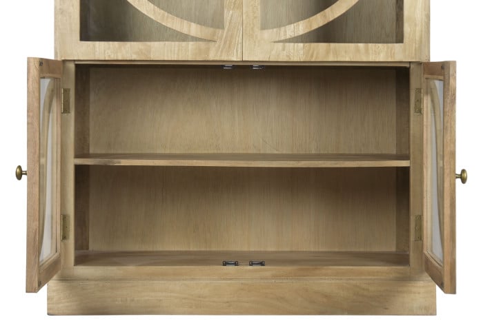Vitrine Bois Massif Manguier 120x50x205 cm Blanc Naturel