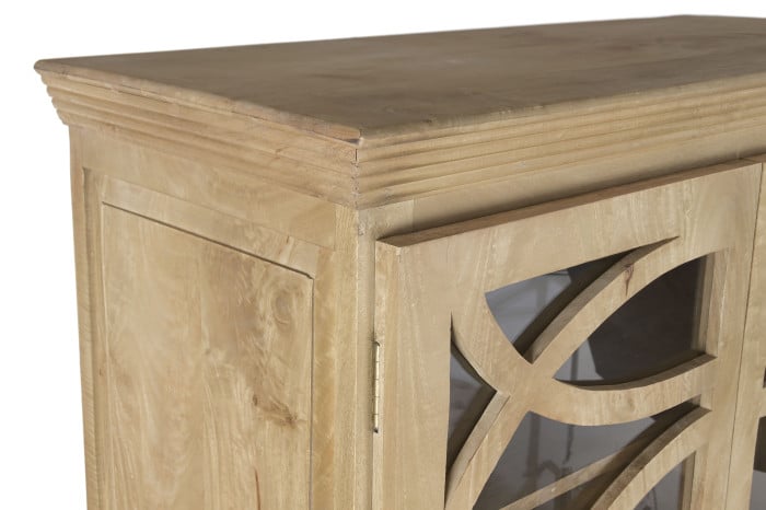 Vitrine Bois Massif Manguier 120x50x205 cm Blanc Naturel