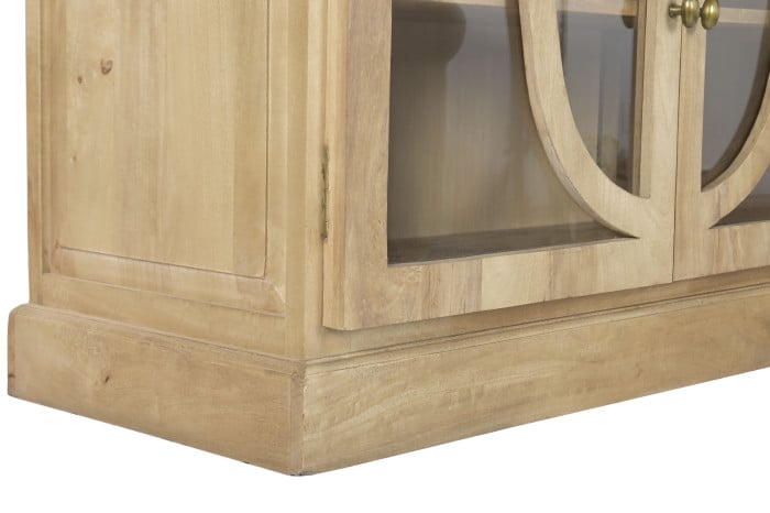 Vitrine Bois Massif Manguier 120x50x205 cm Blanc Naturel