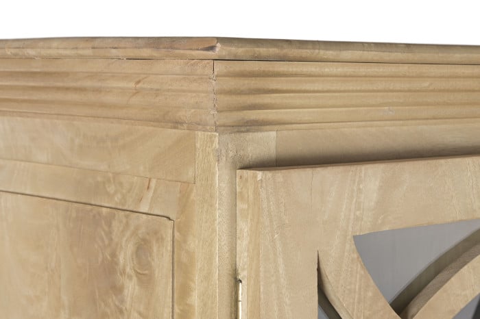 Vitrine Bois Massif Manguier 120x50x205 cm Blanc Naturel