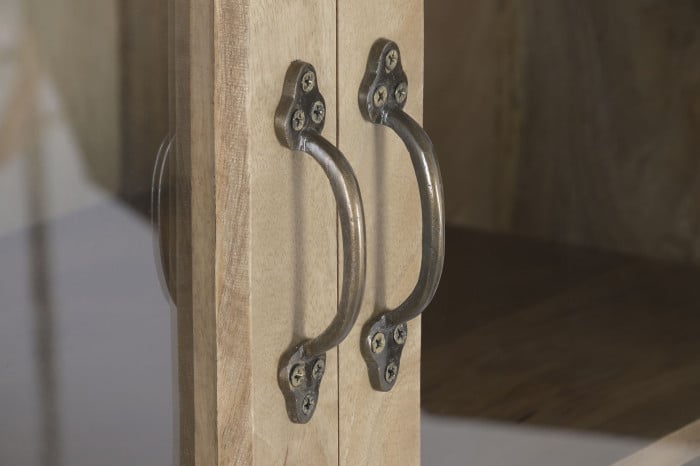Vitrine Bois Massif Manguier 120x50x205 cm Blanc Naturel