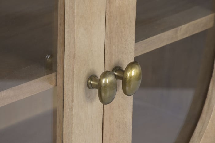 Vitrine Bois Massif Manguier 120x50x205 cm Blanc Naturel