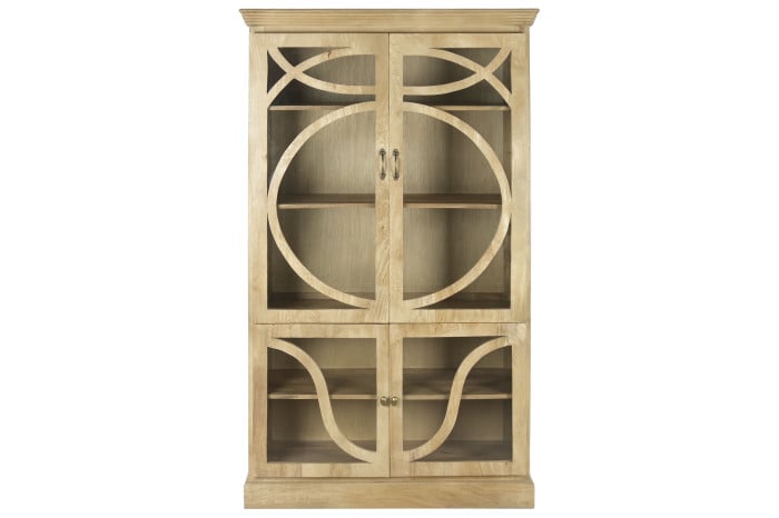 Vitrine Bois Massif Manguier 120x50x205 cm Blanc Naturel