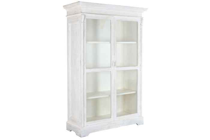 Vitrine Manguier 140x55x209 cm Blanc Décapé