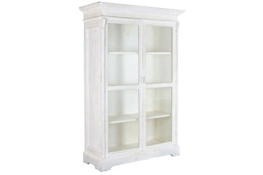 Vitrine Manguier 140x55x209 cm Blanc Décapé
