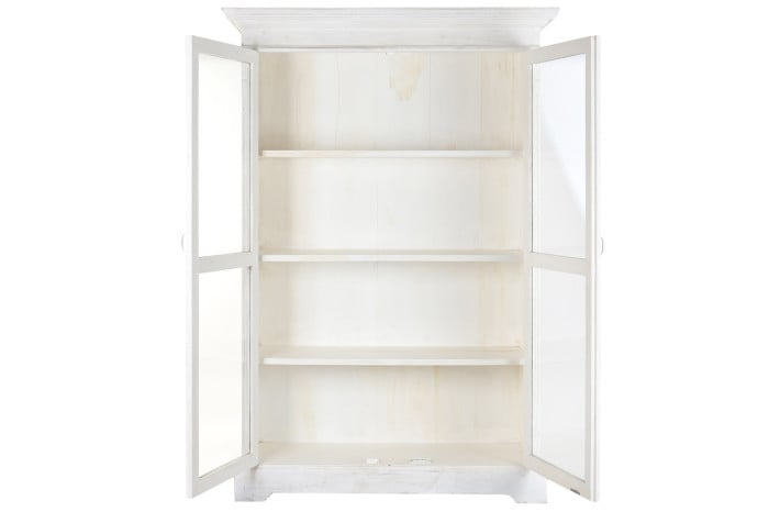 Vitrine Manguier 140x55x209 cm Blanc Décapé