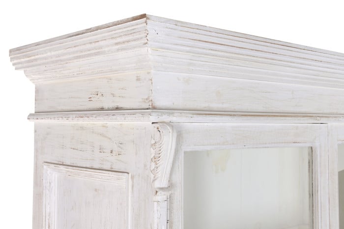 Vitrine Manguier 140x55x209 cm Blanc Décapé