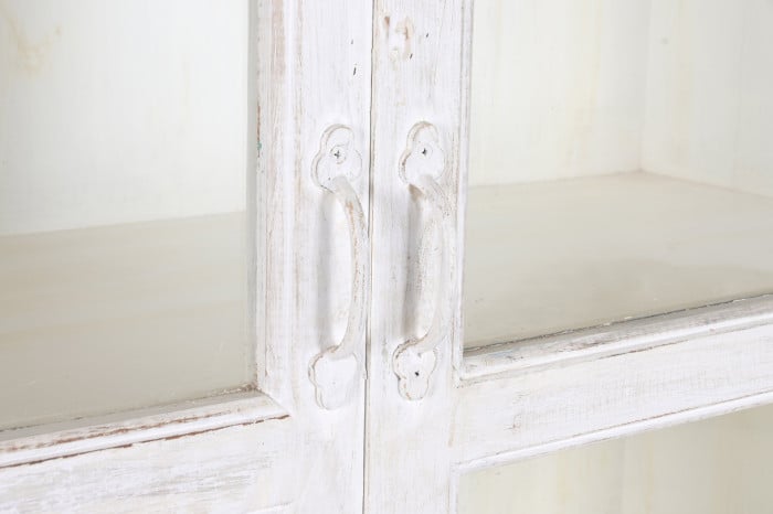 Vitrine Manguier 140x55x209 cm Blanc Décapé