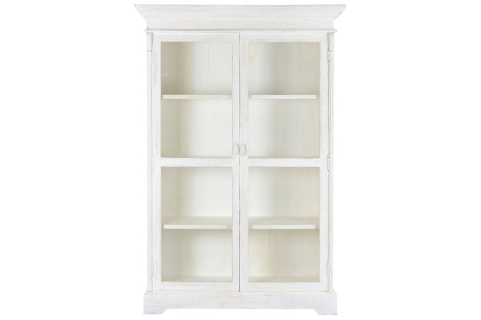 Vitrine Manguier 140x55x209 cm Blanc Décapé