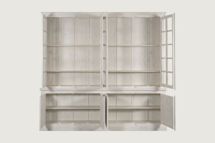 Vitrine XXL Teck Manguier 270x43x244 cm Blanc Décapage