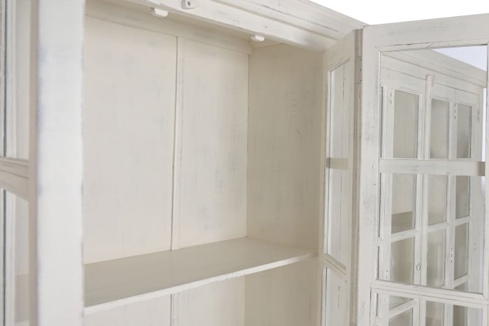 Vitrine XXL Teck Manguier 270x43x244 cm Blanc Décapage