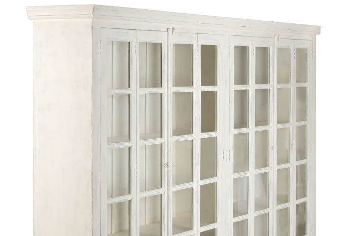 Vitrine XXL Teck Manguier 270x43x244 cm Blanc Décapage