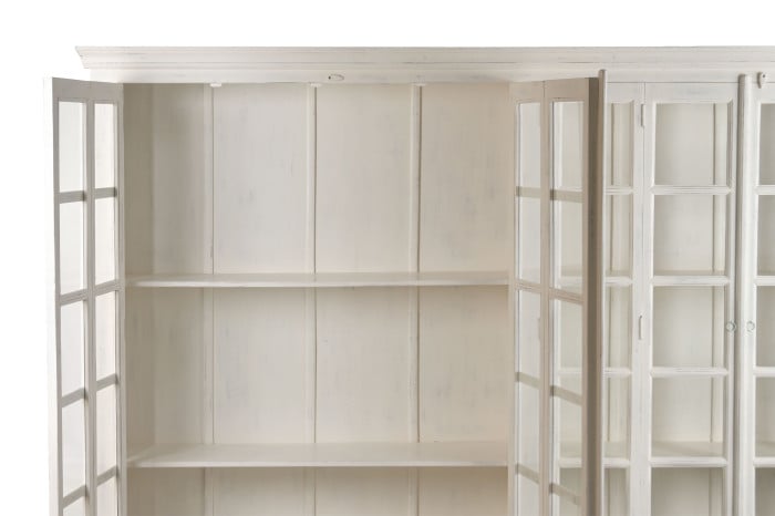 Vitrine XXL Teck Manguier 270x43x244 cm Blanc Décapage