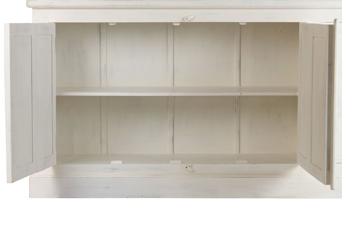 Vitrine XXL Teck Manguier 270x43x244 cm Blanc Décapage