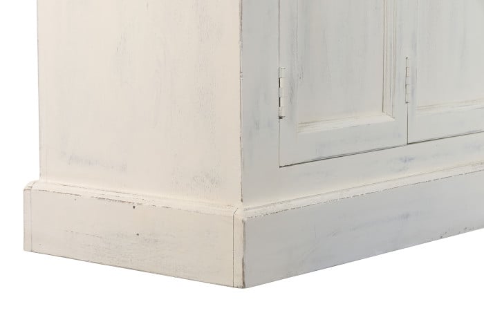 Vitrine XXL Teck Manguier 270x43x244 cm Blanc Décapage