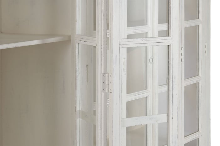Vitrine XXL Teck Manguier 270x43x244 cm Blanc Décapage