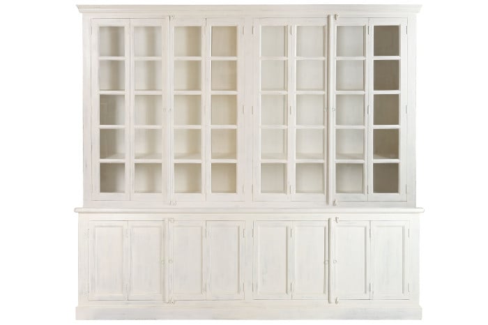 Vitrine XXL Teck Manguier 270x43x244 cm Blanc Décapage