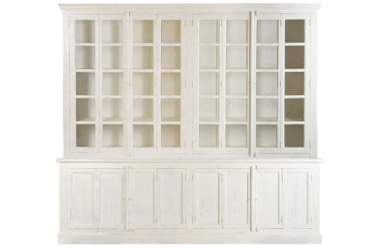 Vitrine XXL Teck Manguier 270x43x244 cm Blanc Décapage