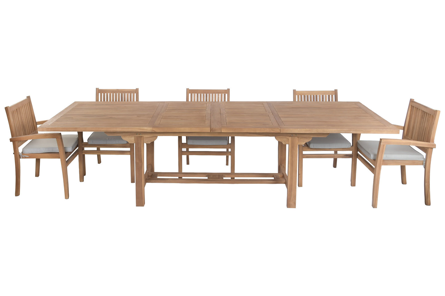 Ensemble de Table Extensible + 8 chaises en Teck -  210 x 100 x 76 cm