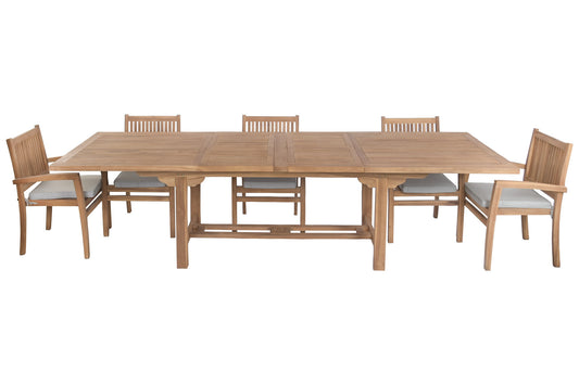Ensemble de Table Extensible + 8 chaises en Teck -  210 x 100 x 76 cm