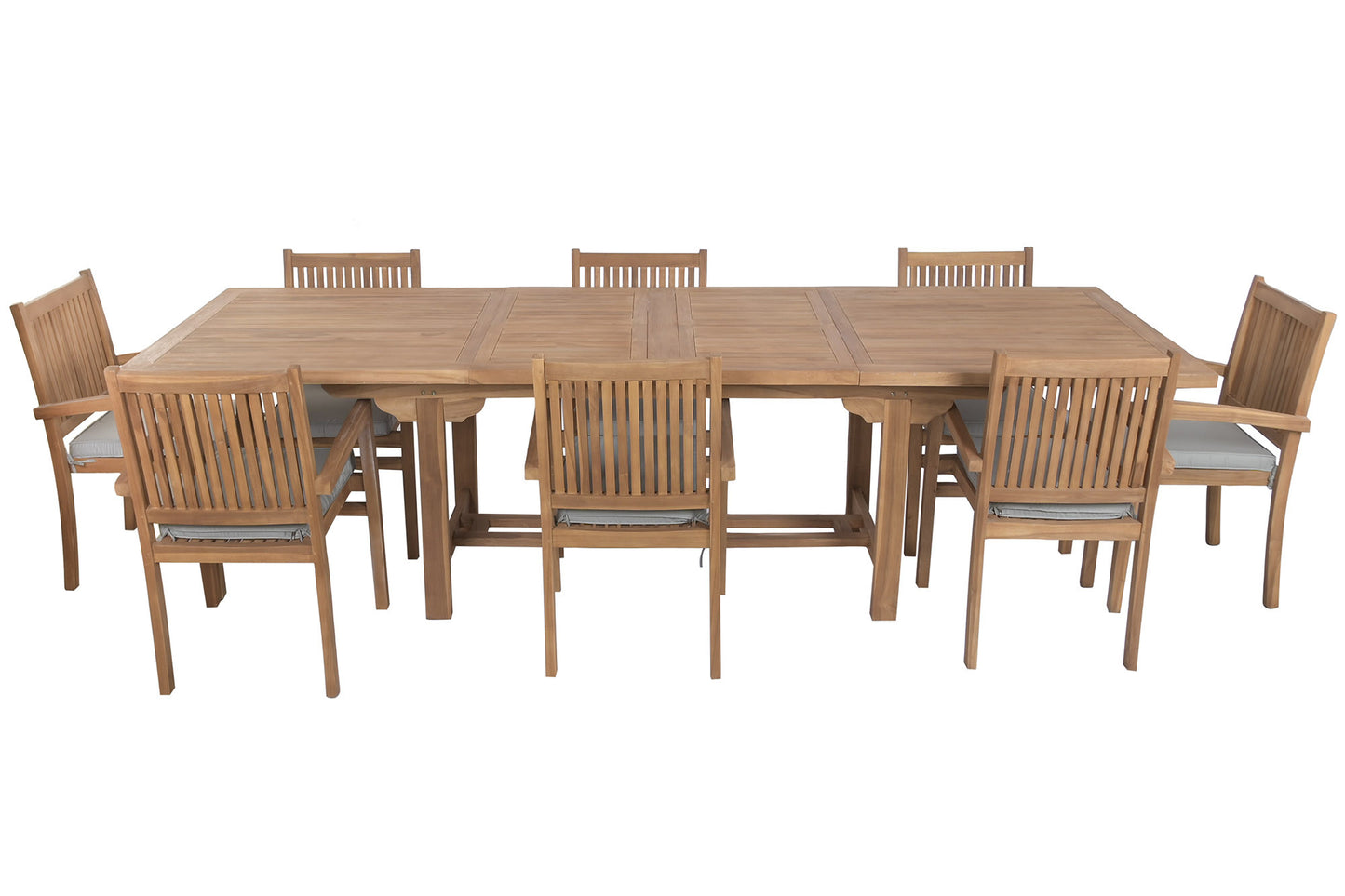 Ensemble de Table Extensible + 8 chaises en Teck -  210 x 100 x 76 cm