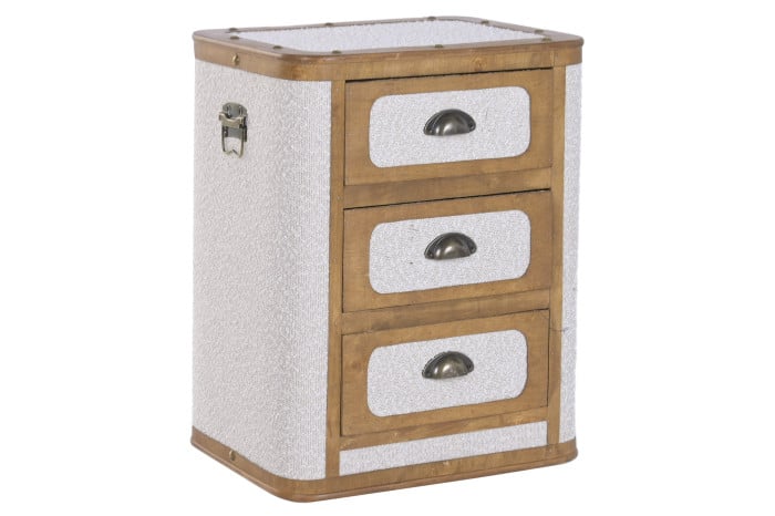 Commode Bois Polyester 48x36x60 cm Borreguito Blanc