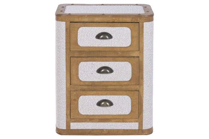 Commode Bois Polyester 48x36x60 cm Borreguito Blanc
