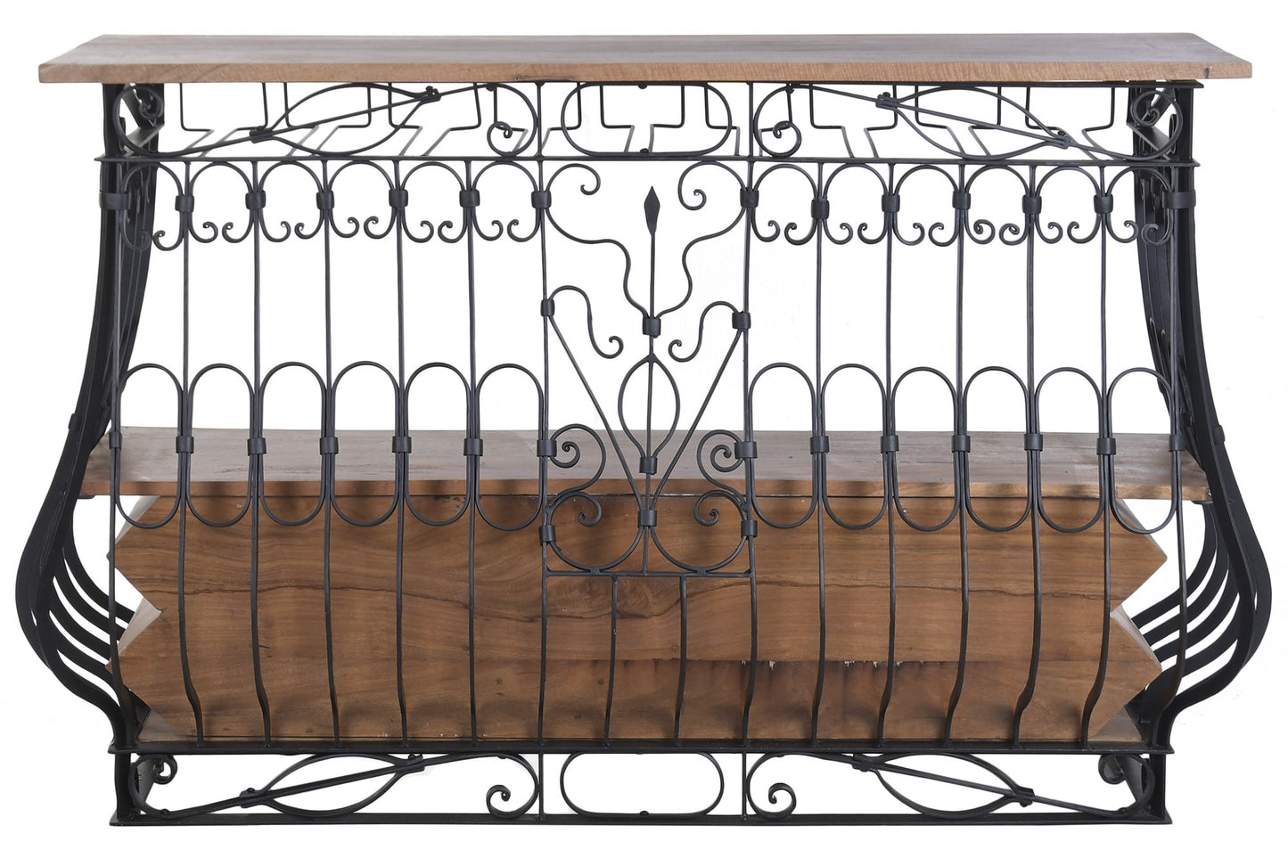 Meuble de bar au style atypique en bois et métal fer forgé