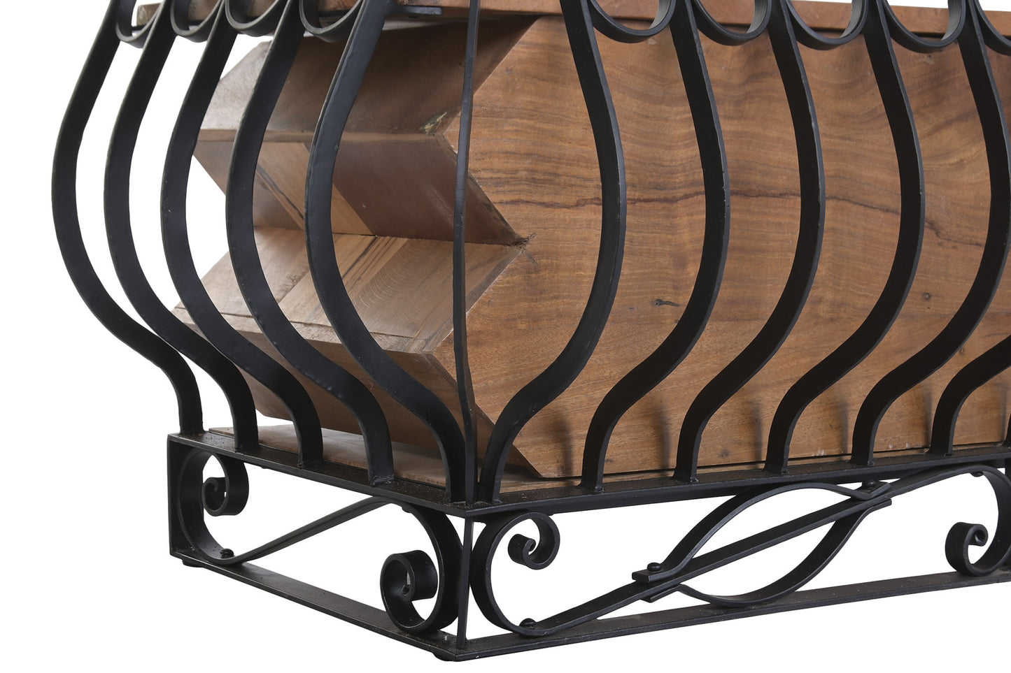 Meuble de bar au style atypique en bois et métal fer forgé