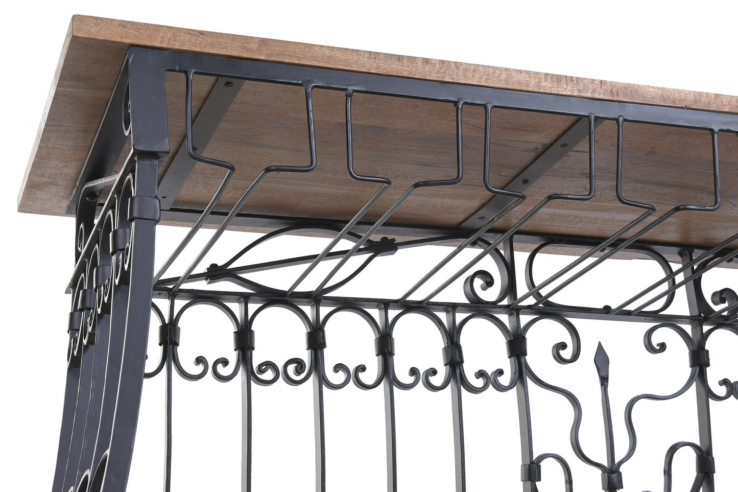 Meuble de bar au style atypique en bois et métal fer forgé