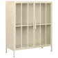 Commode Métal Verre Trempé 85x37x100 cm Crème Mat
