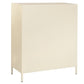 Commode Métal Verre Trempé 85x37x100 cm Crème Mat