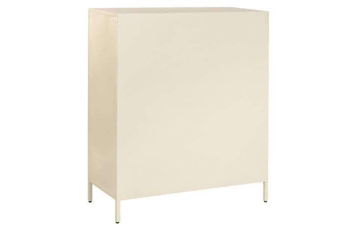 Commode Métal Verre Trempé 85x37x100 cm Crème Mat