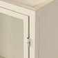 Commode Métal Verre Trempé 85x37x100 cm Crème Mat