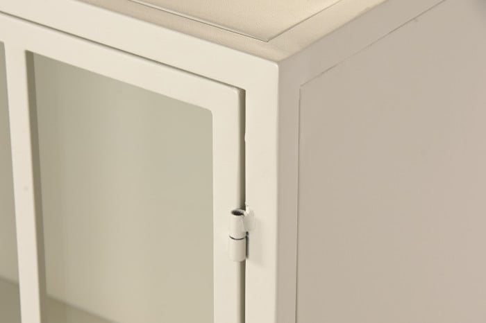 Commode Métal Verre Trempé 85x37x100 cm Crème Mat